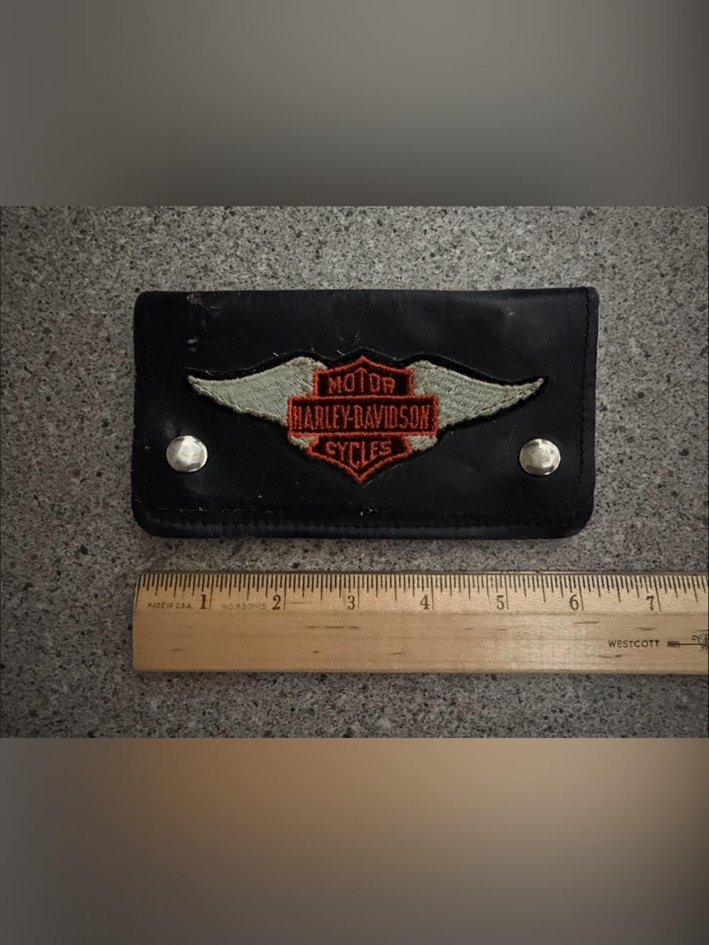 VINTAGE Harley-Davidson Black Leather Wallet/Key Holder with Patch